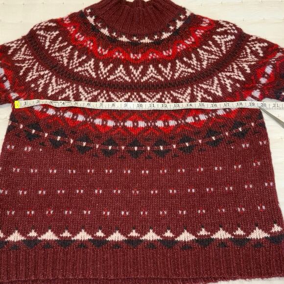 American Eagle Fair Isle Sweater Women's M | Burgundy | Raglan Sleeve Knit | EUC - Picture 7 of 12